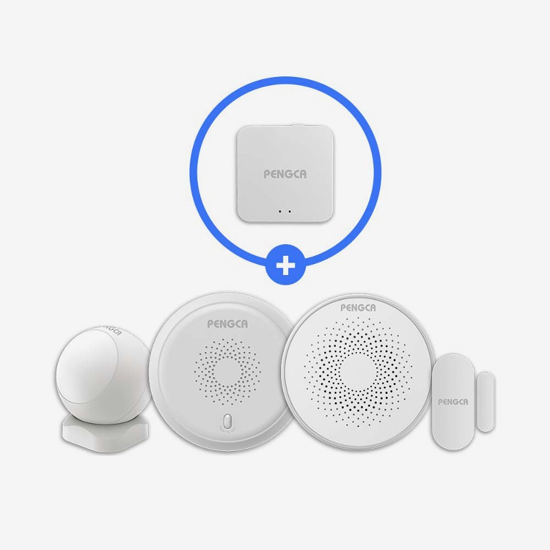 올인원 펭카 스마트 IoT 홈 안심 보안 세트 (게이트웨이 + 도어센서 + 연기감지센서 + 동작감지기 + 사이렌경보기)
